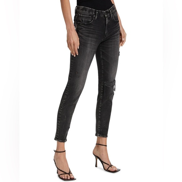 Moussy Vintage Lenwood Skinny Size 26 Jeans in Black Distressed 🖤 - Picture 1 of 11